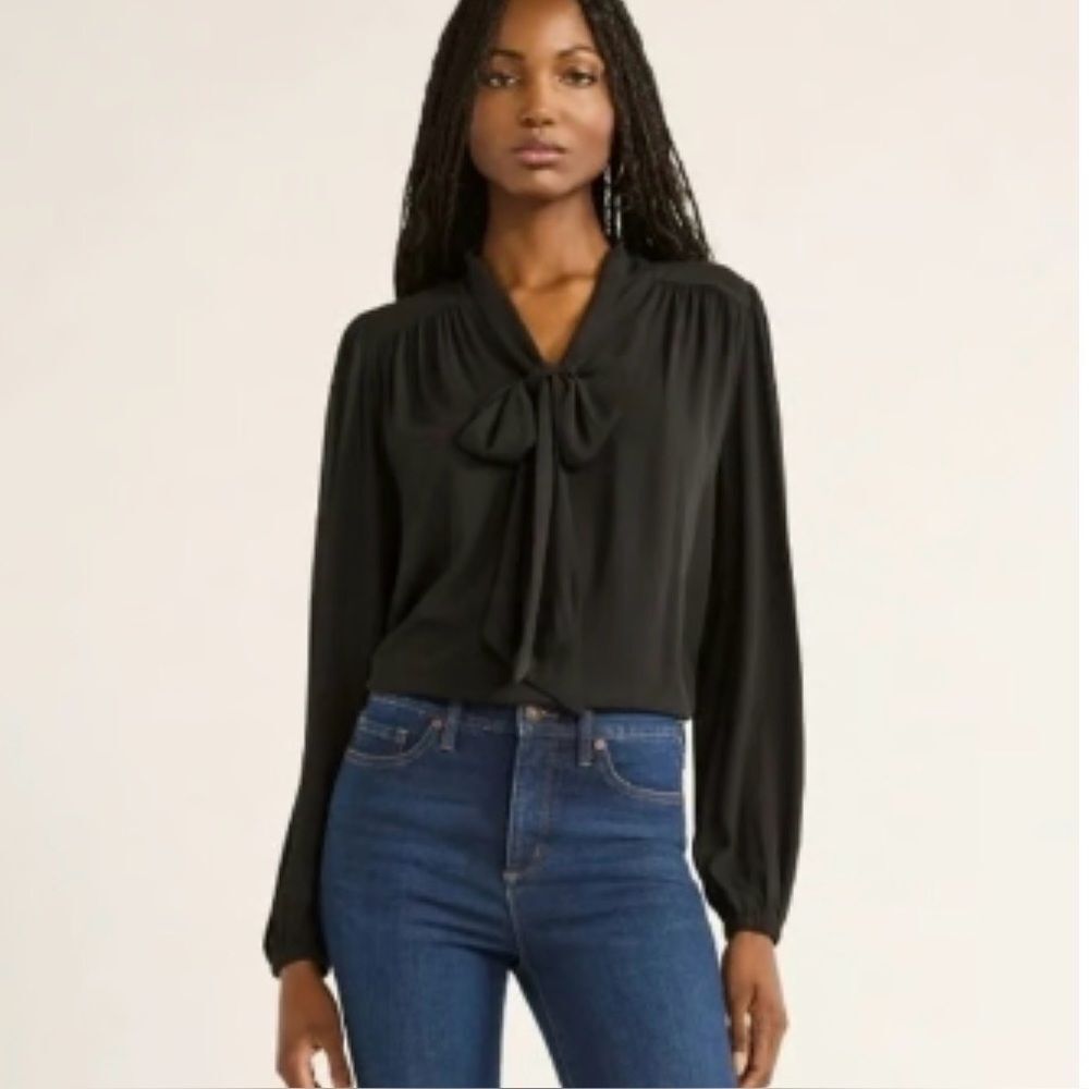 Women’s Sofia by Sofia Vergara Black Tie-Front Blouse Size XL
